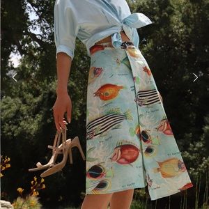 Jovi Midi Skirt - Fin and Tonic (Fish print) Size 4 Brand New with tag
